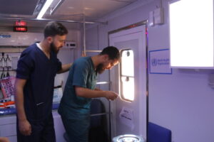 WHO has set up mobile clinics to restore healthcare. Credit: WHO.